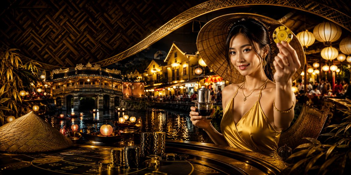 Người chơi casino tại Hội An với chiếc nón lá truyền thống tham gia cá cược trực tuyến